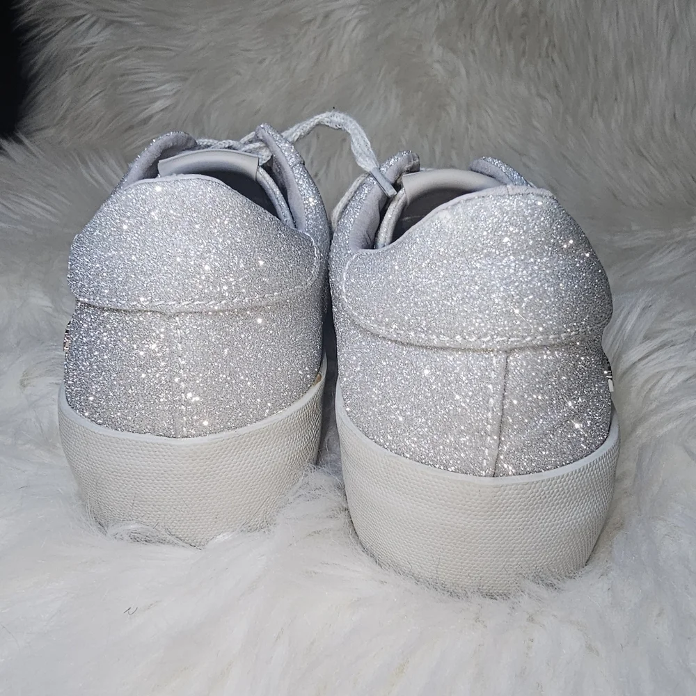Vintage Havana Kara Silver Matt Star Glitter Sequins Sneakers